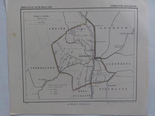 102 / Meerkerk Nieuwland Litho uit 1866 van J. Kuyper, Antiek en Kunst, Kunst | Litho's en Zeefdrukken, Ophalen of Verzenden