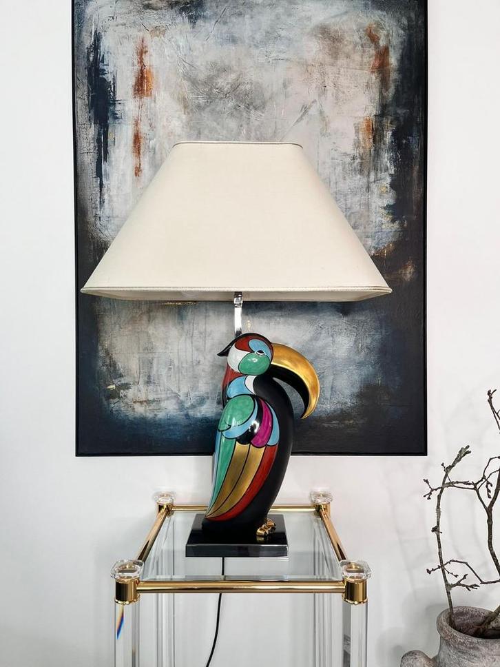 Artistca Le Porcellane Toekan Tafellamp, Huis en Inrichting, Lampen | Tafellampen, Zo goed als nieuw, 75 cm of meer, Kunststof