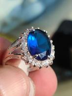 925 zilveren Kate Diana ring met grote blauw saffier, Sieraden, Tassen en Uiterlijk, Ringen, 19 tot 20, Nieuw, Ophalen of Verzenden