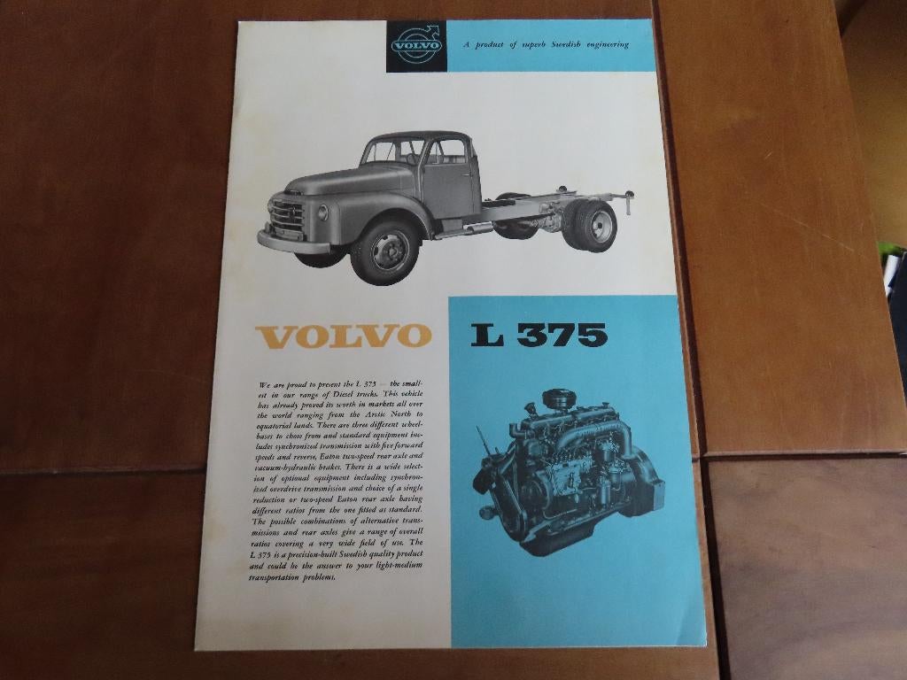Folder Volvo L 375 vrachtwagen 1959 USA markt, Volvo, Zo goed als nieuw, Volvo, Ophalen of Verzenden