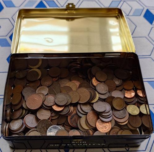 Sigarenblik met > 500 gr muntgeld, Postzegels en Munten, Munten | Nederland, Losse munt, 1 cent, Koningin Juliana, Ophalen of Verzenden