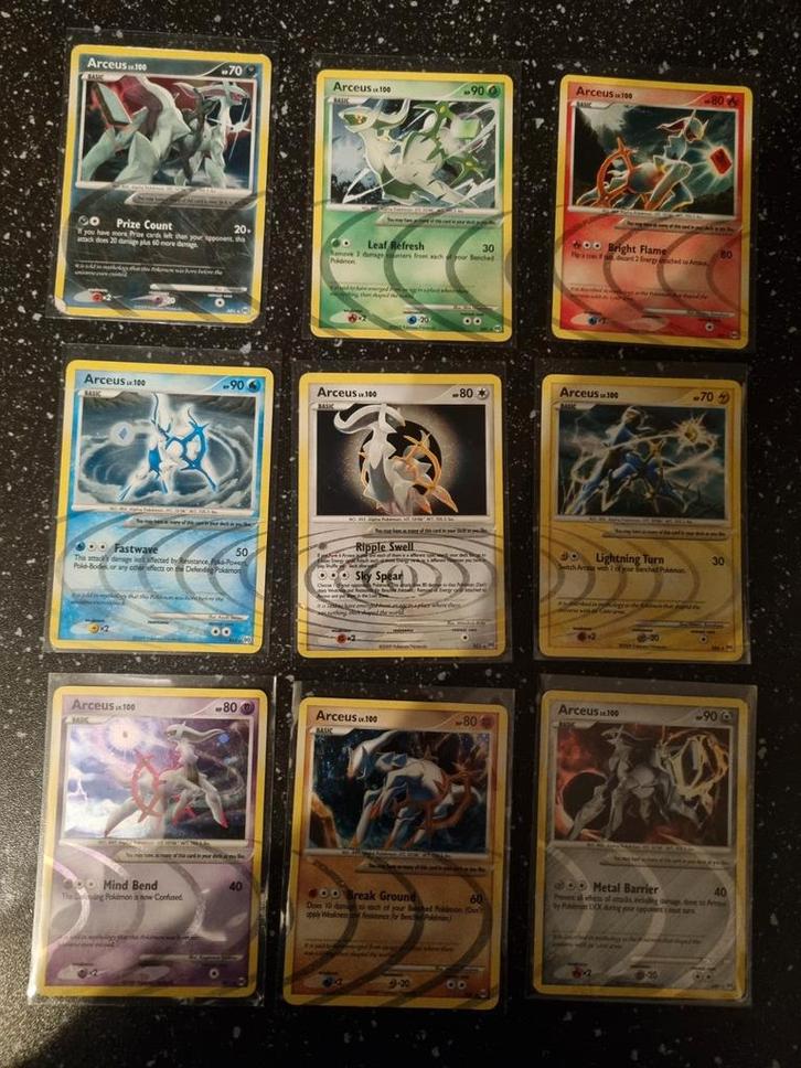 Arceus Set AR1 tot 9 Compleet 2009 Secret Holo, Hobby en Vrije tijd, Verzamelkaartspellen | Pokémon, Meerdere kaarten, Ophalen of Verzenden