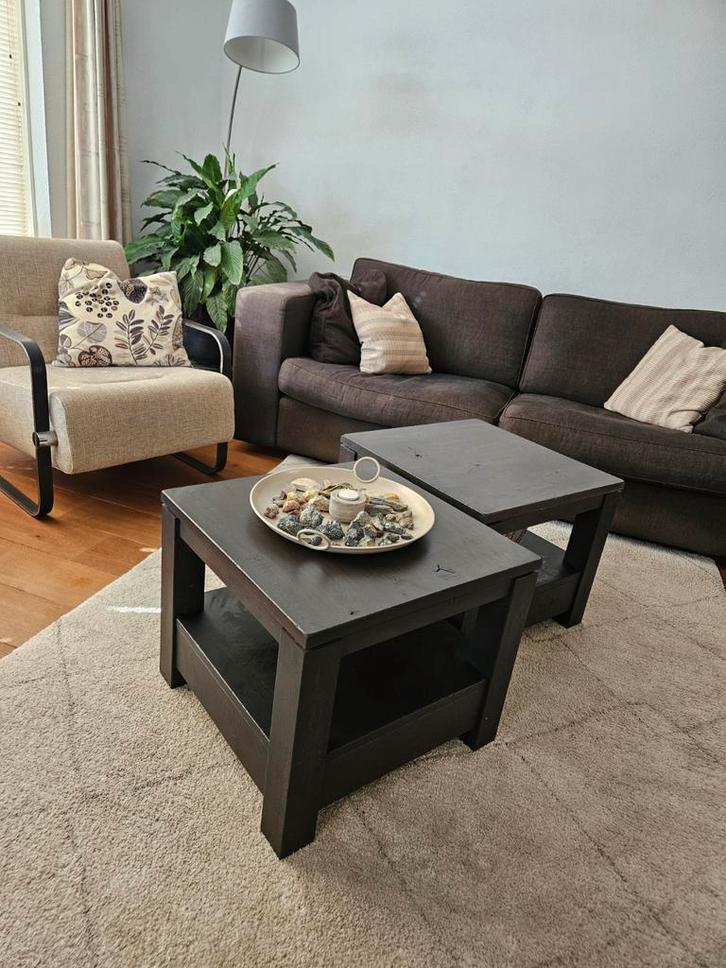 2 massief eiken salontafels, Huis en Inrichting, Tafels | Salontafels, Zo goed als nieuw, Minder dan 50 cm, 50 tot 100 cm, 50 tot 100 cm