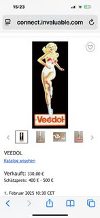 Vintage Veedol Reclamebord met Pin-Up Girl, Reclamebord, Gebruikt, ., Ophalen of Verzenden