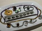 Lot sieraden met veel natuursteen, Ophalen of Verzenden, Overige materialen, Ketting, Verguld