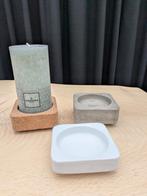 3 delige kandelaar set! Beton/cement, kurk en porselein!, Overige materialen, Grijs, Ophalen of Verzenden, Zo goed als nieuw
