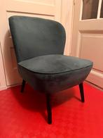 Groene Velvet Fauteuil met Suède Look, Huis en Inrichting, Ophalen, Gebruikt, Minder dan 75 cm, Stof
