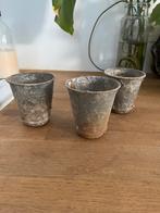 ANTIEKE FRANSE HARSPOTJES ZINK 3 STUKS FRANS, Ophalen of Verzenden