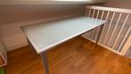 Bureau / eettafel  met blad van melkglas lxbxh 157x78x73, Huis en Inrichting, Tafels | Eettafels, 50 tot 100 cm, Gebruikt, Rechthoekig