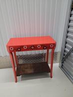 Vintage Bijzettafel met Bloemen, Huis en Inrichting, Tafels | Bijzettafels, Ophalen, Gebruikt, Vintage, 55 tot 75 cm