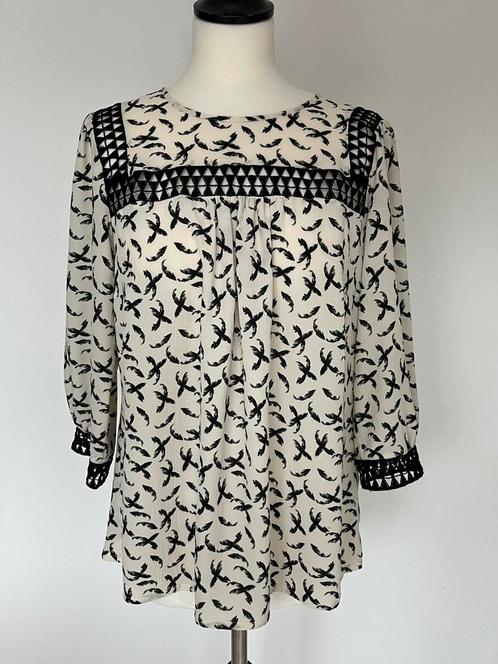 Summum crèmekleurige top met zwarte print maat 38, Kleding | Dames, Blouses en Tunieken, Zo goed als nieuw, Maat 38/40 (M), Wit