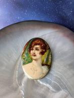 Antiek zakspiegeltje : portret vrouw, Antiek en Kunst, Curiosa en Brocante, Ophalen of Verzenden