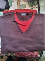 Mooie bruine Mexx trui, L , met rode kraag en rood aan mouwe, Mexx, Maat 52/54 (L), Ophalen of Verzenden, Zo goed als nieuw