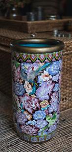 Grote Japanse cloisonné vaas met bloemen en vogels, Ophalen