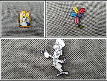 3 mooie pins van Alice in Wonderland te koop beschikbaar voor biedingen