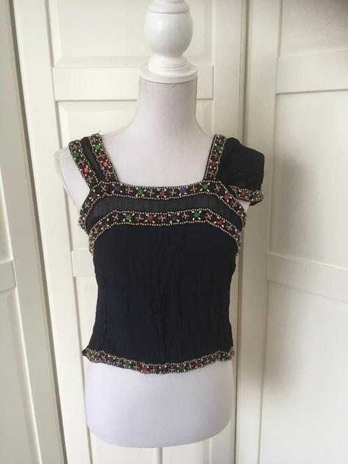 Nataya blauwe ibiza style kraaltjes top, maat M, Kleding | Dames, Tops, Gedragen, Maat 38/40 (M), Blauw, Zonder mouw, Ophalen of Verzenden