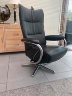Zwart lederen Relaxstoel, Huis en Inrichting, Fauteuils, Ophalen, Zo goed als nieuw