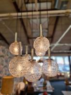 Vintage hanglamp glazen bollen chroom glas 70s, Huis en Inrichting, Lampen | Hanglampen, Ophalen, Gebruikt, ., Glas