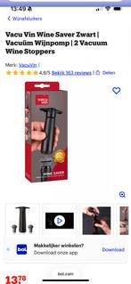 Vacu Vin Wine Saver Zwart - Wijnbewaarsysteem, Ophalen of Verzenden, Zo goed als nieuw