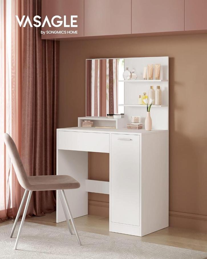 Nieuw-Vasagle-Kaptafel-Makeuptafel-80 x 40 x 132 cm, Huis en Inrichting, Tafels | Kaptafels, Nieuw, Minder dan 100 cm, 50 tot 100 cm