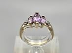 Gouden Vintage ring edelsteen amethist en diamant. 2025/326., Ophalen of Verzenden, Goud, Ring, Met edelsteen