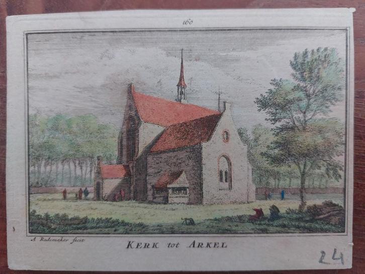 160 / kerk Arkel Gravire van A. Rademaker, Antiek en Kunst, Kunst | Etsen en Gravures, Ophalen of Verzenden