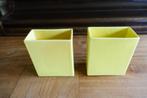 set van 2 gele strakke bloem potten, Tuin en Terras, Bloempotten, Binnen, Ophalen of Verzenden, Zo goed als nieuw, Aardewerk