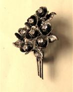 Zilveren Broche met bos rozen met zirkonia's, Sieraden, Tassen en Uiterlijk, Broches, Met strass, 4 tot 7 cm, Ophalen of Verzenden