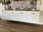 IKEA Besta dressoir met eikenhouten plank, Ophalen of Verzenden, Zo goed als nieuw, Wit, Enkelwandige keuken