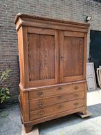 Oud antiek eiken kabinet linnenkast keukenkast demontabel, Ophalen of Verzenden