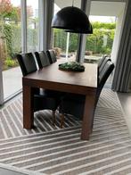 Goossens Eethoek 200x100 cm, met 6 leren stoelen., Ophalen, Gebruikt, Modern, 4 tot 6 stoelen
