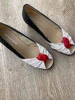 Prachtige peep toe leren schoenen mt 38 merk Hendriks, Ophalen of Verzenden, Zo goed als nieuw, Blauw