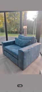 Ocean Blue Velvet Loveseat / Fauteuil 2 stuks, Huis en Inrichting, Fauteuils, Ophalen, 100 tot 125 cm, 125 cm of meer, Zo goed als nieuw