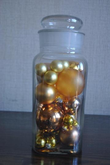Voorraadfles met kerstdecoratie, vintage, glas beschikbaar voor biedingen