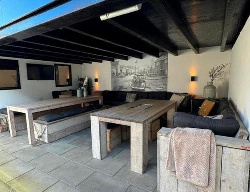 Riante loungeset hout, Tuin en Terras, Tuinsets en Loungesets, Zo goed als nieuw, Loungeset, Steigerhout, Meer dan 8 zitplaatsen