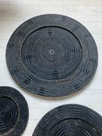 Zwarte rotan wanddecoratie set van 3, Huis en Inrichting, Ophalen, Zo goed als nieuw