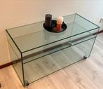 Glazen TV meubel verrijdbaar, Huis en Inrichting, Ophalen, Gebruikt, 50 tot 100 cm, Glas