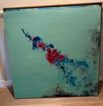 Abstract Schilderij Turquoise & Rose - 1x1m, Antiek en Kunst, Ophalen