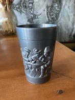 Antieke Tinnen Beker met Figuren, Ophalen of Verzenden
