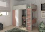 Studio 1809 hoogslaper met bureau en kast - 90x200 - Oudroze, Huis en Inrichting, Slaapkamer | Stapelbedden en Hoogslapers