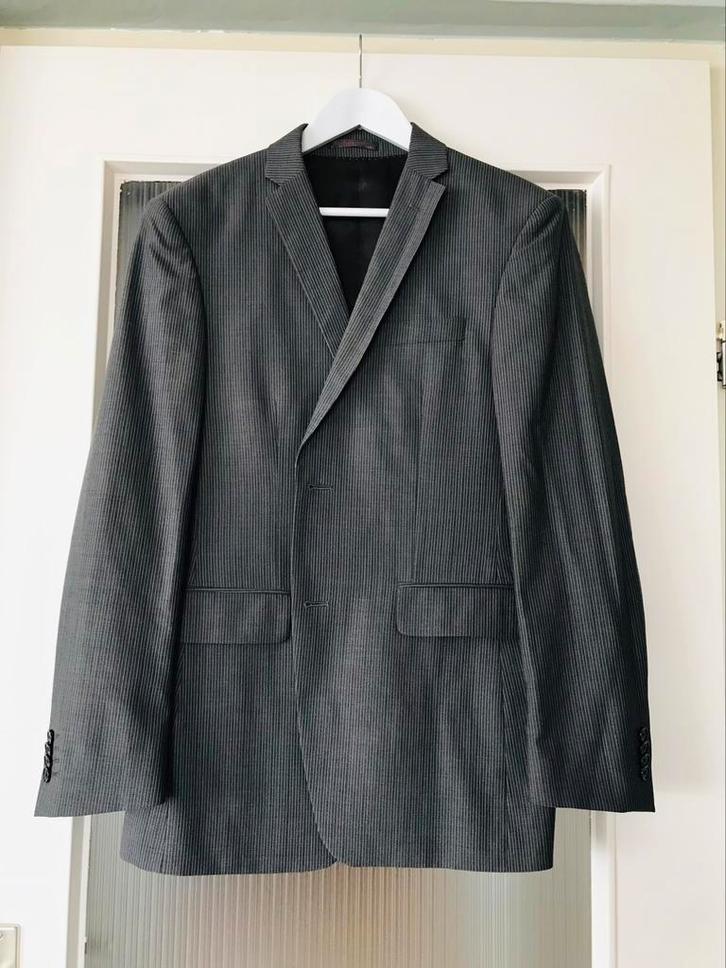 WE Heren Kostuum Mt 48 Grijs Colbert Krijtstreeppak Pantalon, Kleding | Heren, Kostuums en Colberts, Zo goed als nieuw, Maat 48/50 (M)