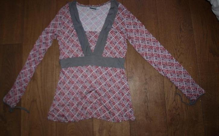 Rood Grijs Witte Tuniek Pescara (M), Kleding | Dames, Blouses en Tunieken, Gedragen, Maat 38/40 (M), Rood, Ophalen of Verzenden