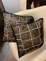 Boho sierkussens set kussens sari India geborduurd pailetten, Ophalen of Verzenden, Zo goed als nieuw, Zwart, Vierkant