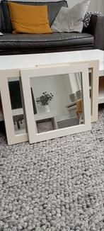 3 x spiegel met houten lijst wit 38 x 38 cm, Gebruikt, Ophalen of Verzenden