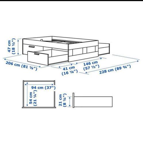 Ikea Brimnes bed 140x200 cm, Huis en Inrichting, Slaapkamer | Bedden, Gebruikt, Tweepersoons, 140 cm, 200 cm, Hout, Wit, Ophalen