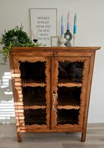 Antieke Oud teak Vitrine/Boekenkast-Uniek stuk, Ophalen of Verzenden