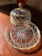 Brocante, art deco glazen stolp met onderbord, Antiek en Kunst, Ophalen of Verzenden