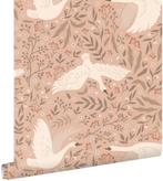 behang zwanen terracotta roze van ESTAhome, Huis en Inrichting, Stoffering | Behang, Ophalen of Verzenden, Minder dan 10 m², Roze