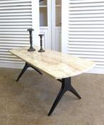 Prachtige retro vintage midcentury travertin salontafel, Gebruikt, 100 tot 150 cm, ?, Rechthoekig
