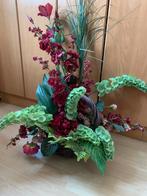 Mooie kunstbloemen boeket in rieten mand, Ophalen of Verzenden, Zo goed als nieuw